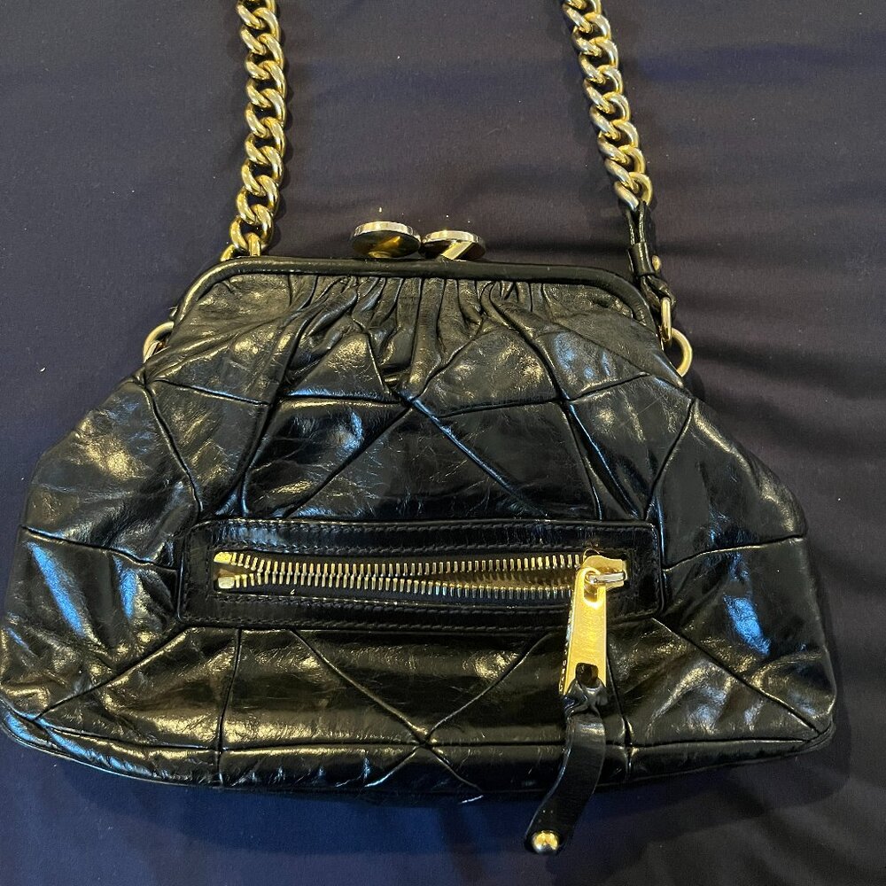 Patchwork Leather Little Stam Bag in Black